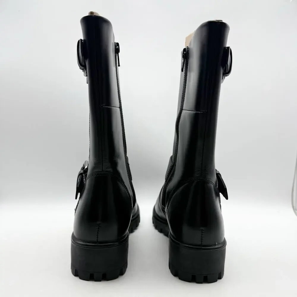 ECCO Womens Modtray Moto Mid Calf Boots EU 38 US 7-7.5 Black Leather NWOB